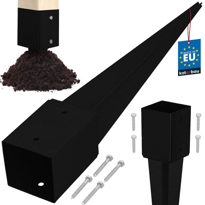 Podstawa słupa KOTARBAU wbijana do ziemi stalowa czarna 100x100x750 mm 1 szt.