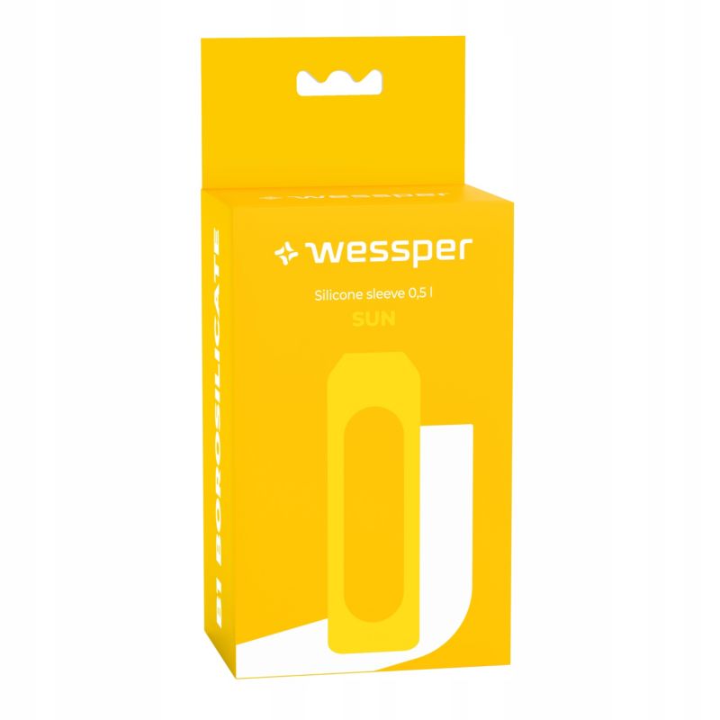 Etui silikonowe, Wessper, do butelki na wodę Wessper B1 BOROSILICATE 0,5L, ochronne, bez BPA, żółty, 1szt