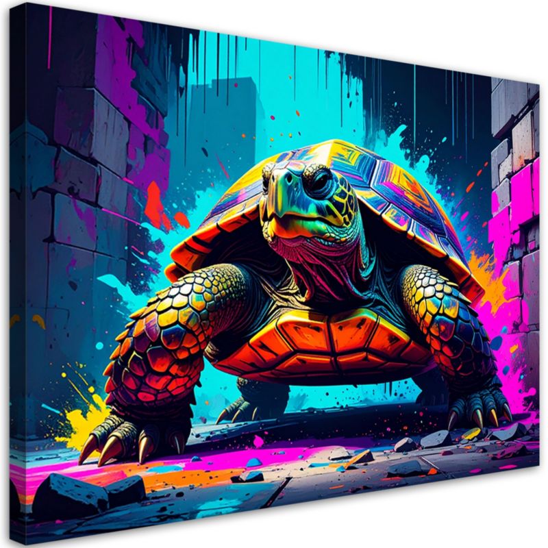 Obraz młodzieżowy do salonu biura Feeby Kolorowy Zółw Abstrakcja 120x80cm 1szt