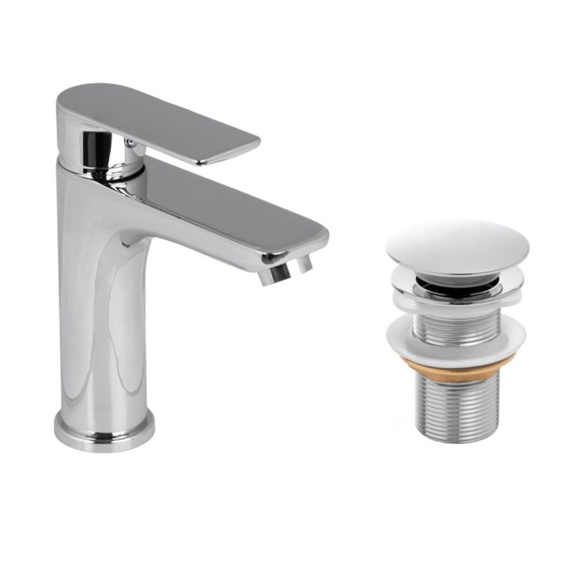 Zestaw Yoka Home bateria umywalkowa stojąca i korek klik-klak chromowany - 1 szt.