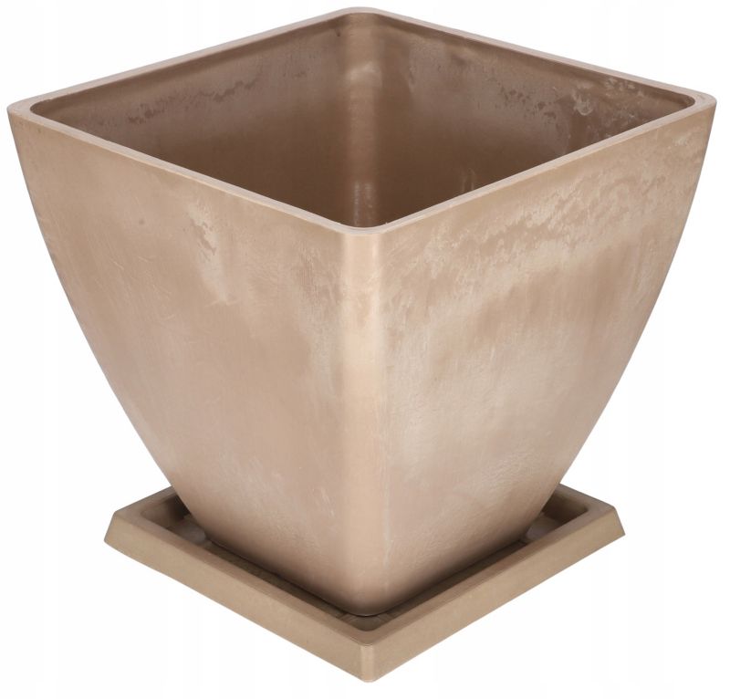 Doniczka ogrodowa KOTARBAU donica osłonka kompozytowa z podstawką 28 cm beżowa 1 szt.