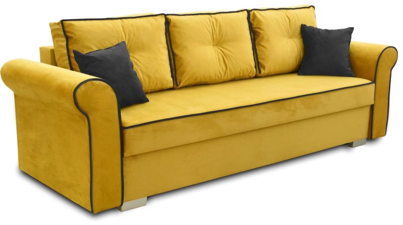 Sofa rozkładana z pojemnikiem na pościel Bonni Pele Żółta 1 szt.