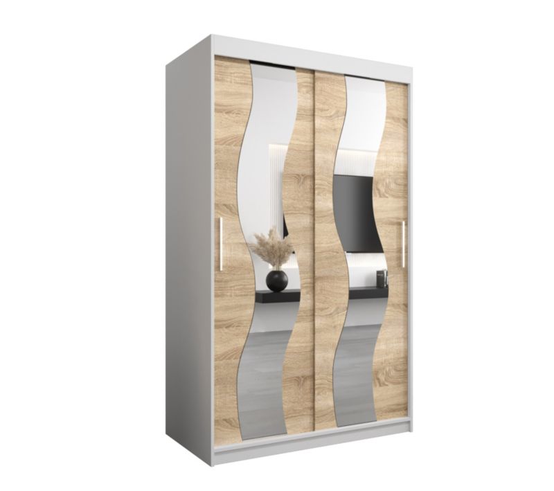 Szafa przesuwna Abiks SEWILLA 120 biały mat + dąb sonoma 1 szt.