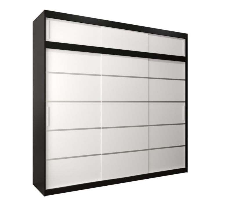 Szafa przesuwna Abiks Verona 1 250 czarny + biały z nadstawką 1 szt.