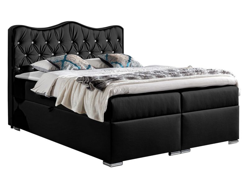 Łóżko kontynentalne MIRJAN 24 Sultan 180x200 czarna ekoskóra 1 szt.