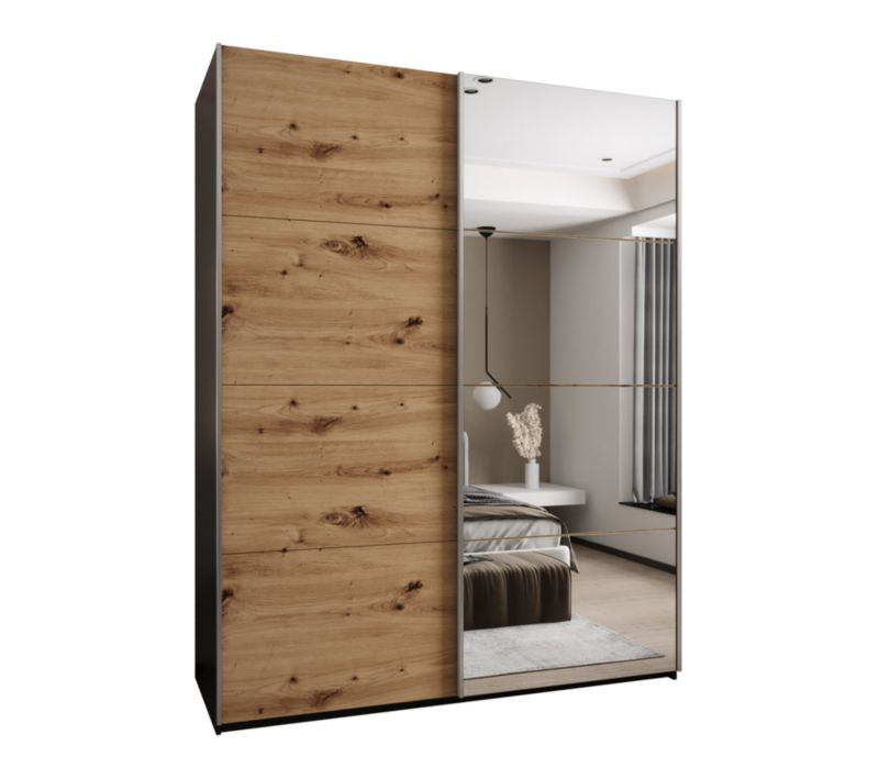 Szafa przesuwna Abiks LUX 3 wysoka szer.200cm czarny/artisan/srebrny 1szt.