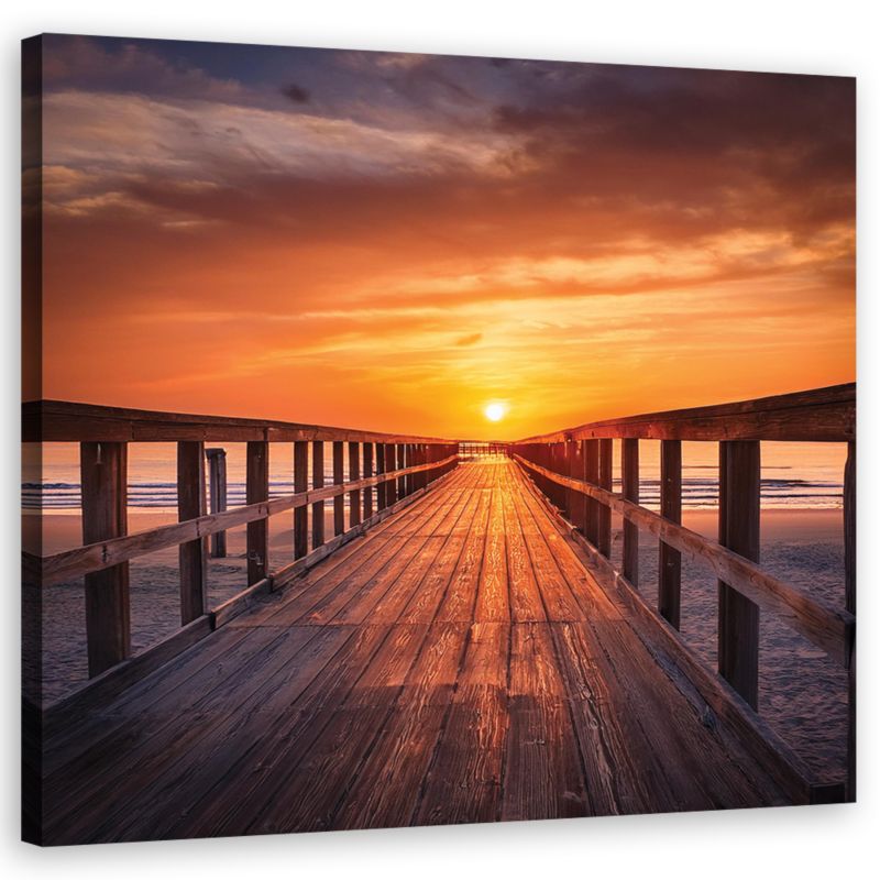 Obraz do salonu sypialni Feeby Pomost Morze Zachód Słońca 60x60 cm 1szt