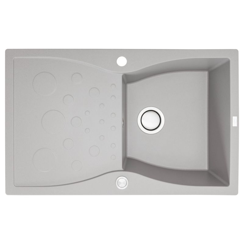 Zlewozmywak Granitowy Laveo MOLOKIN 1-Komorowy z Ociekaczem Automatyczny Korek Szary 1 szt.