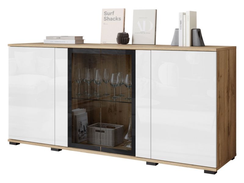 Komoda MIRJAN 24 Caro SB 154 4D wotan / biały połysk 1 szt.