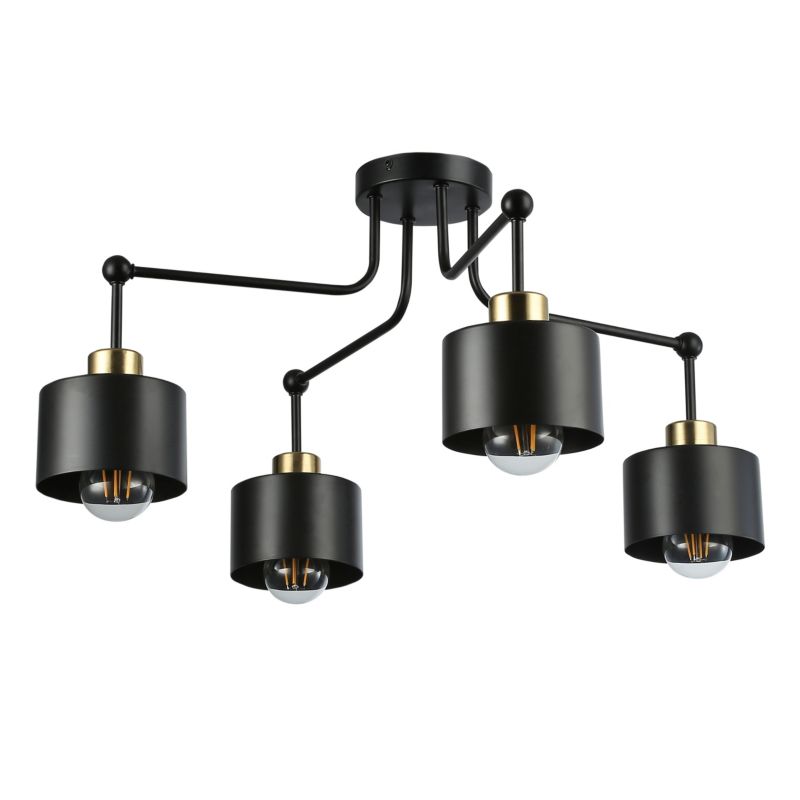 Lampa sufitowa E27 LED MasterLED Elza 4-punktowa IP20 czarna miedziana okrągła kinkiet 1 szt.