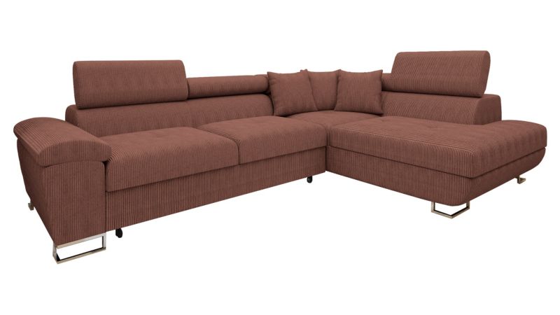 Narożnik z funkcją spania MIRJAN 24 Cotere Sztruks prawy łososiowy 1 szt.