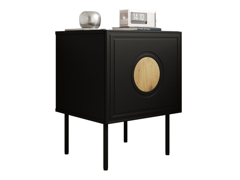 Komplet dwóch stolików nocnych MIRJAN 24 Palazzo czarny mat/czarny mat/dąb craft 2 szt.