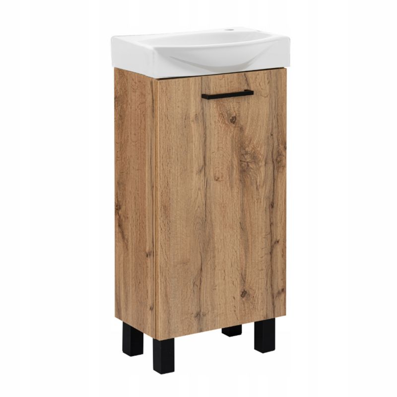 Szafka do Łazienki Stamar z Umywalką 400x220 mm Stojąca Dąb Craft Złoty 1 szt