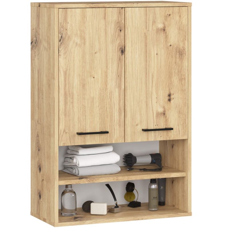 Szafka łazienkowa wisząca AKORD FIN Dąb Artisan 64 cm 2 drzwi 4 półki 64x30x94 cm 1 szt.