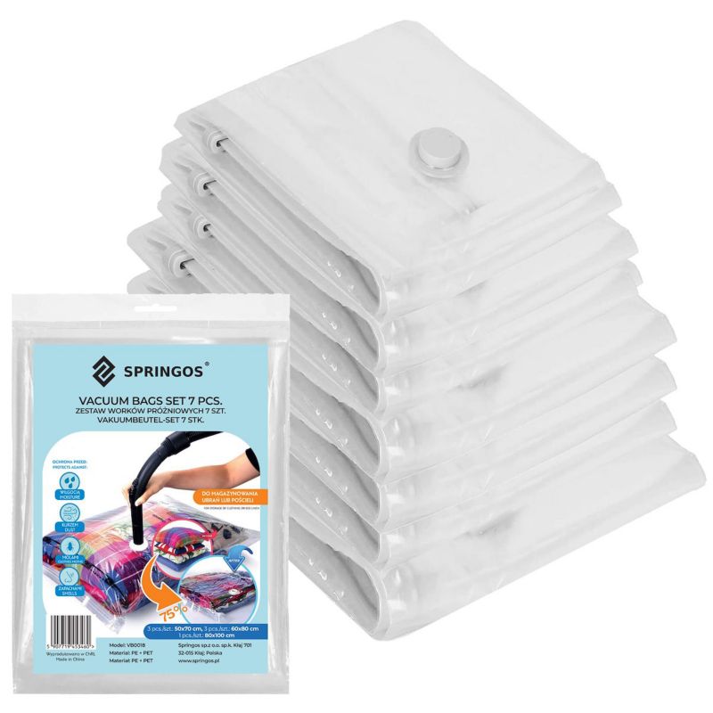 Worek próżniowy Springos 7 szt. pokrowiec na ubrania 3 rozmiary 1 kpl.