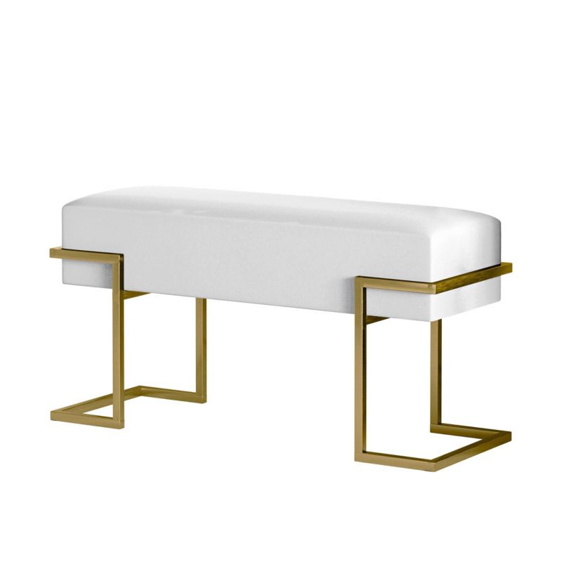 Ławka tapicerowana Bettso Cely 80 cm do przedpokoju na złotym stelażu biały ecru 1szt.