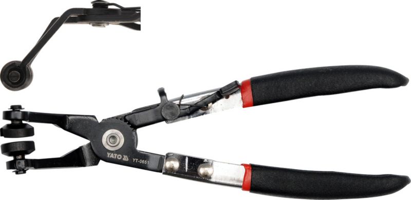 Szczypce wygięte Yato do opasek rozprężnych
