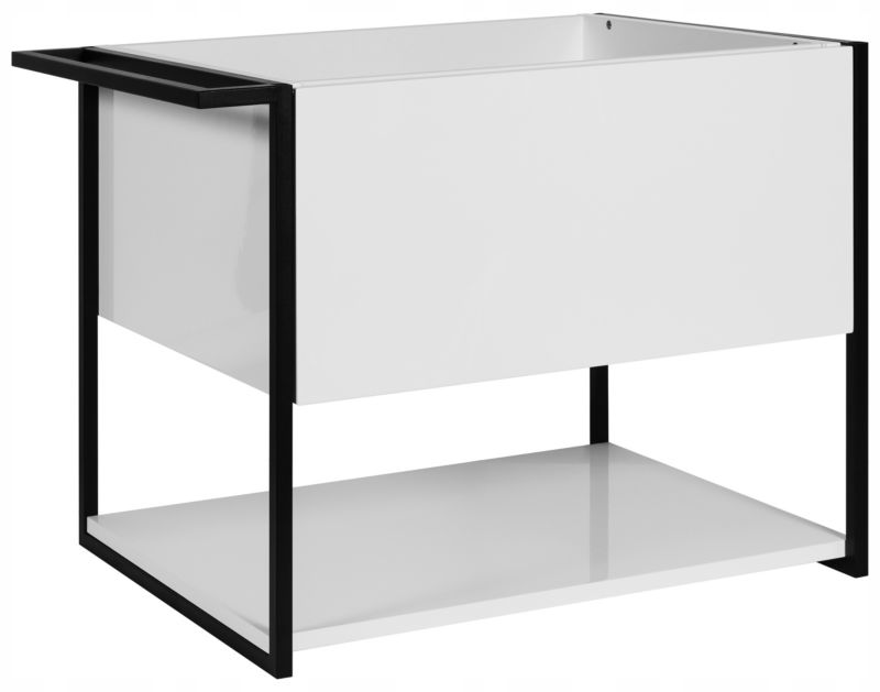 LAKIEROWANA Szafka pod UMYWALKĘ 60 cm BIAŁY POŁYSK Wisząca Szuflada Wieszak