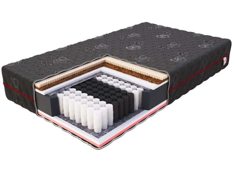 Materac kieszeniowy FDM BLACK 120x200 spręźyny kieszeniowe, lateks i wkład kokosowy 1 szt.