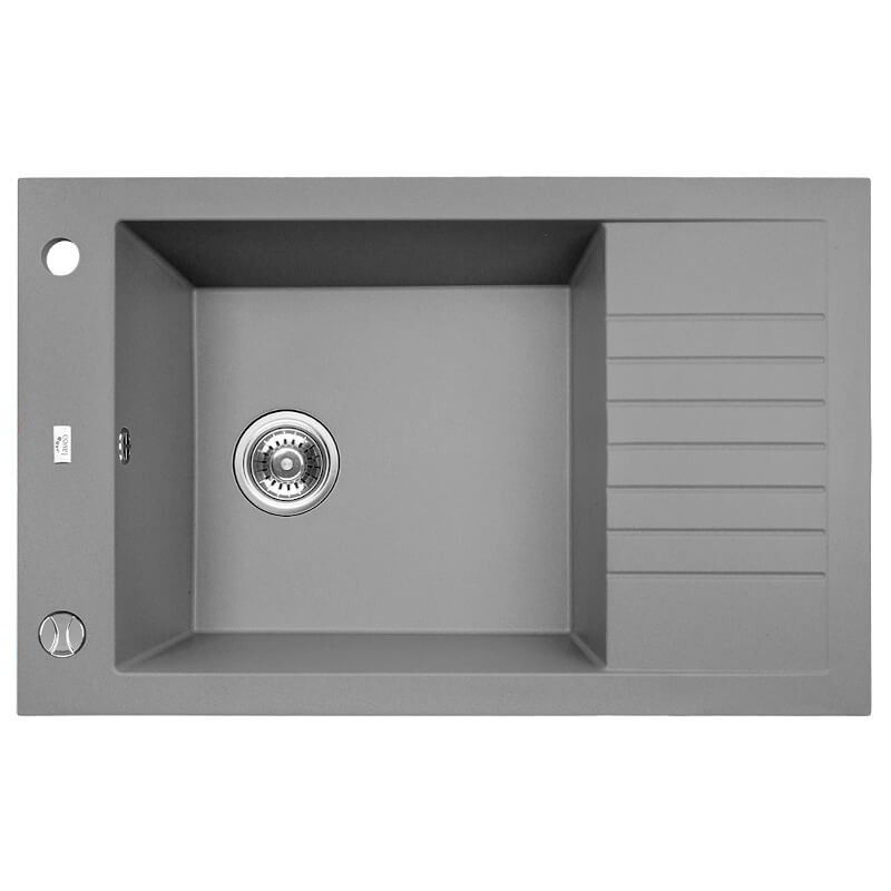 Zlew Zlewozmywak Granitowy Jednokomorowy szary z Półociekaczem, Laveo PIONIER 1 szt.