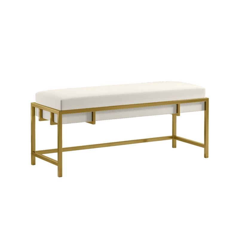 Ławka tapicerowana Bettso Lamo 80 cm nowoczesna w tkaninie royal velvet na złotym stelażu jasnoszary 1szt.