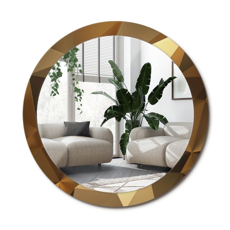 Lustro Okrągłe Tulup Geometryczny Wzór 90 cm Designerskie Na Podkładzie 1 szt.