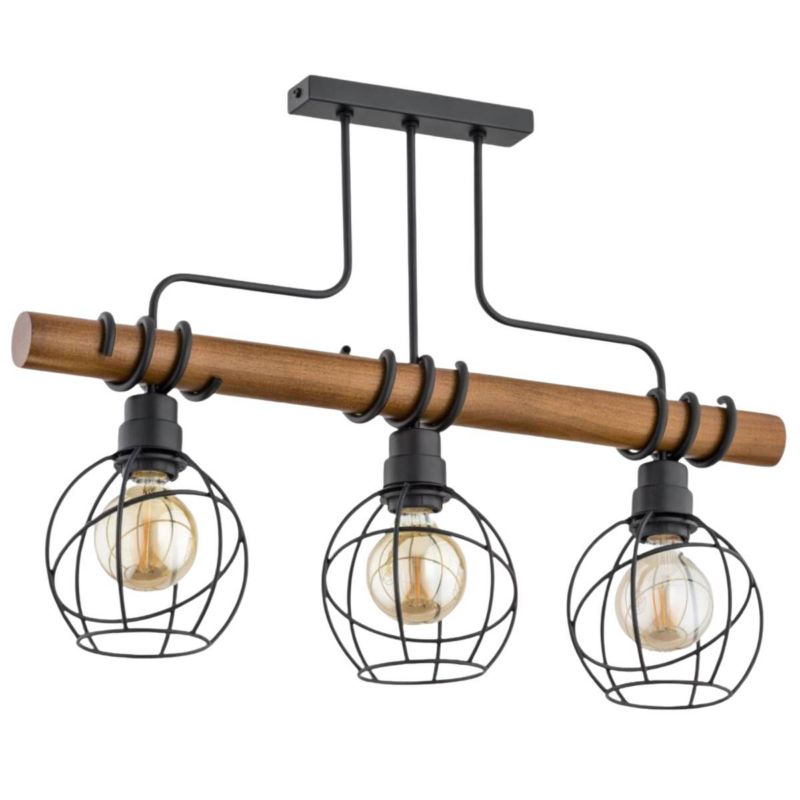 Lampa sufitowa Alfa Fibia czarna-ciemne drewno wym: 48 x 15 x 66 cm 3xE27 x 60W 1 szt.