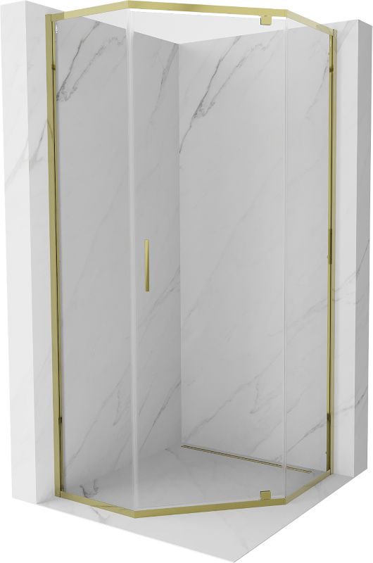 Kabina prysznicowa Mexen Exo pięciokątna uchylna 100 x 100 cm transparent złota 1 szt.