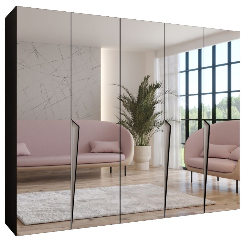 Szafa uchylna z lustrem otwierana Abiks PIANO 3 250 wys 202 cm Czarny + Kaszmir 1 szt