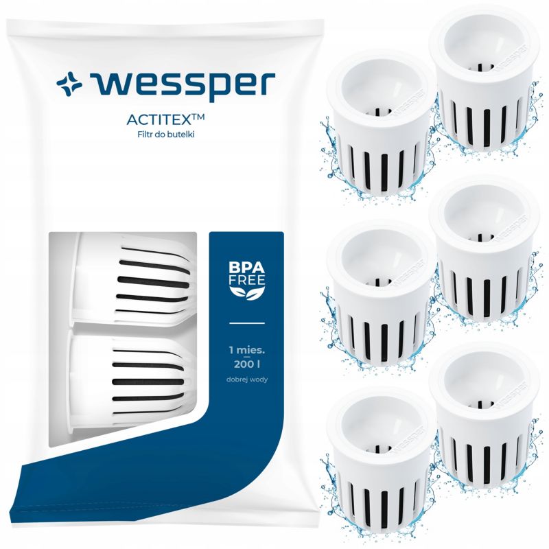 Filtr wody, Wessper, do butelki Dafi Soft, z węglem aktywnym, zamiennik, 6szt