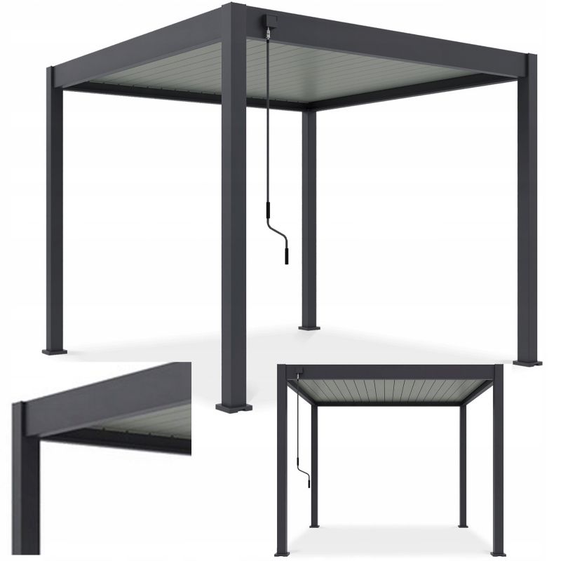 Pergola Tarasowa Gutroof Ogrodowa Elegance 3x3 300x300 Antracytowa Dach 1 szt