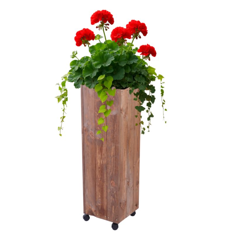 Donica drewniana MODO24 96x28x28 cm impregnowana brązowa na kółkach 1 szt.