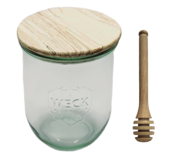 Słoik MODO24 Weck 1062 ml fi 100 tulip drewniane wieko nabierak 1 kpl.