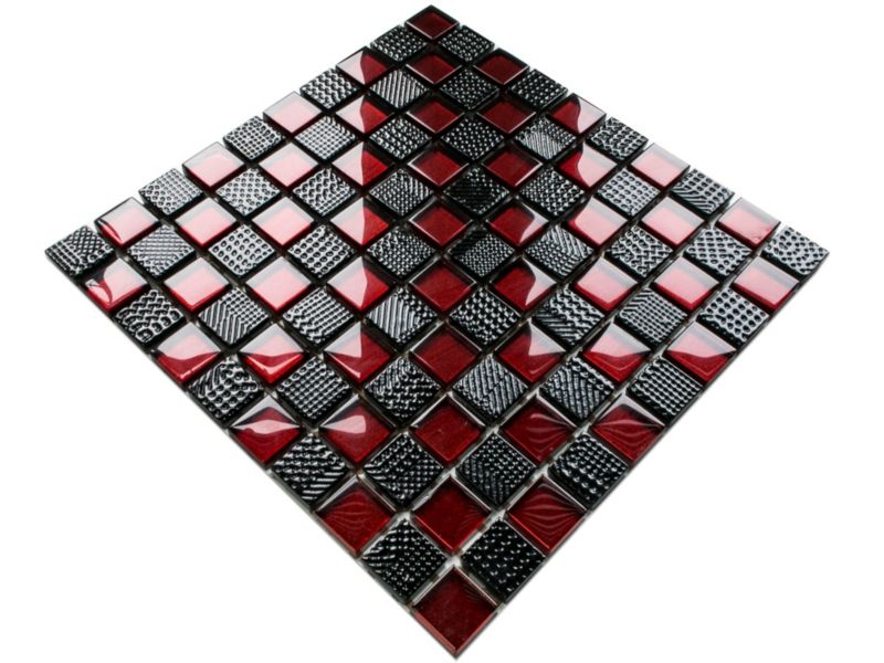 Mozaika szklana Ilcom enzo karmazyn czarna nero szachownica 27,5x27,5cm 1 szt.