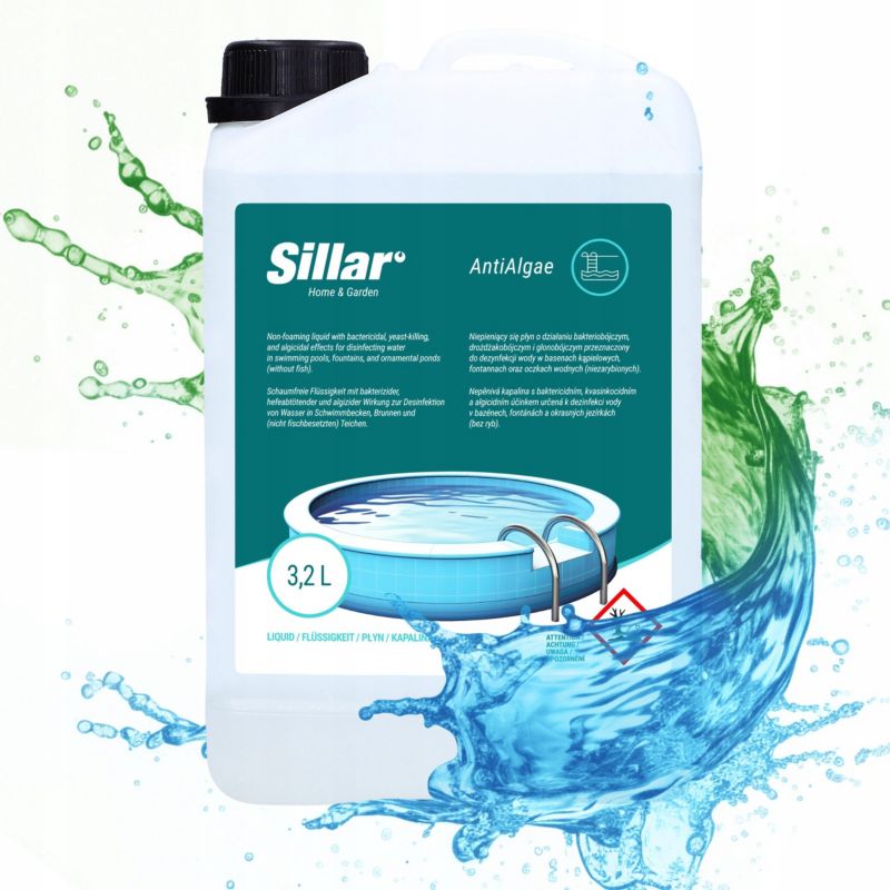 Antyglon, Sillar, środek na glony do basenu jacuzzi spa, 3,2l, do dezynfekcji, 1szt