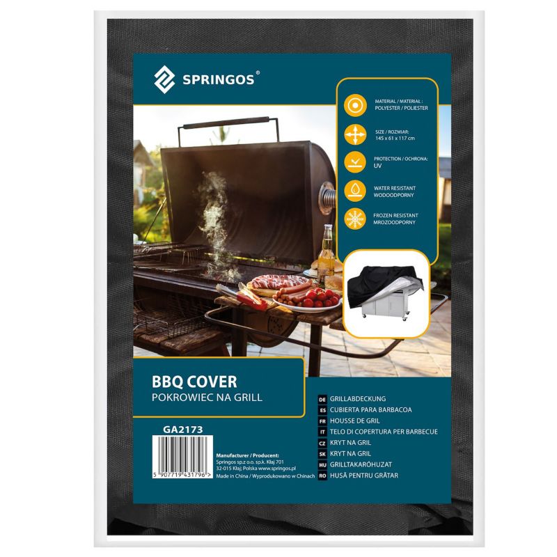 Pokrowiec na grilla 145x61x117 cm Springos plandeka wodoodporna czarna 1 szt.
