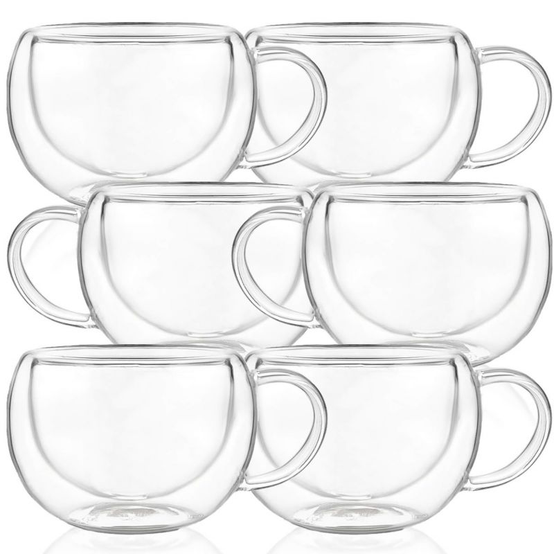 Szklanki z podwójnym dnem Springos 6 szt. termiczne kubki 300 ml na kawę herbatę 1 kpl.