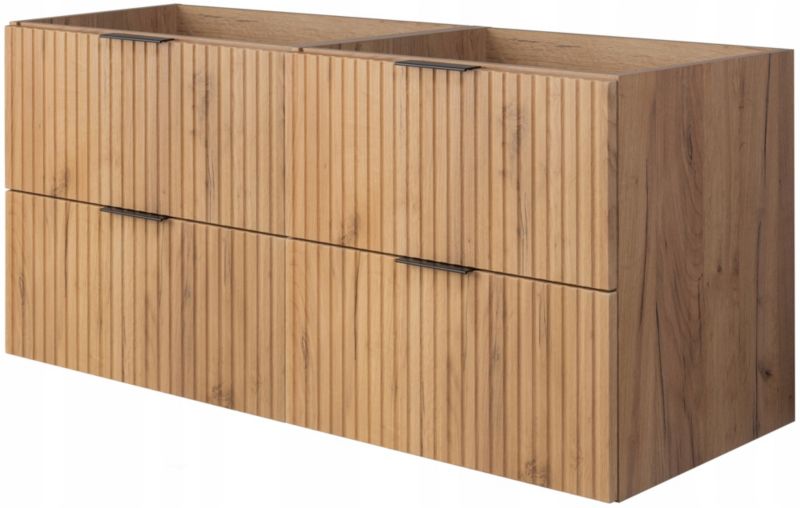 Szafka łazienkowa Furnidea 120 cm wisząca ryflowana 4 szuflady dąb craft złoty 1 szt.