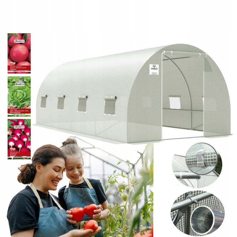 Tunel Ogrodowy Cultivo 6x3 Foliowy Szklarnia 3x6 18m2 Biały Na Warzywa 1 szt