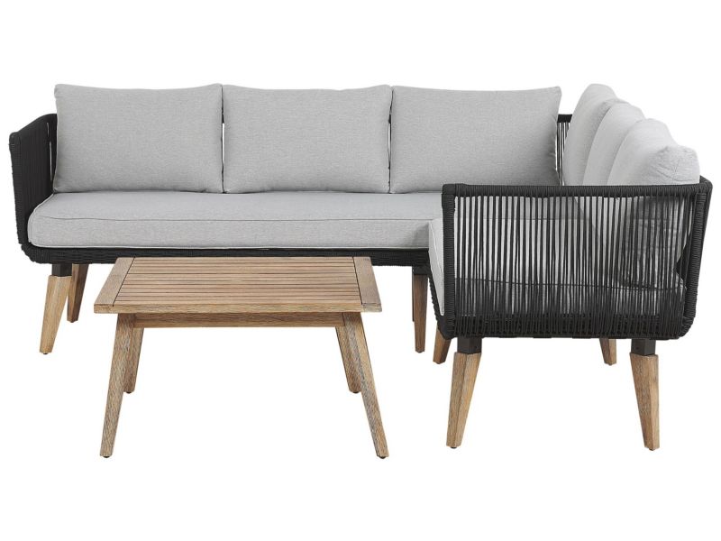 Narożnik Zestaw wypoczynkowy ogrodowy Alcamo Drewno akacjowe Czarny 1 kpl