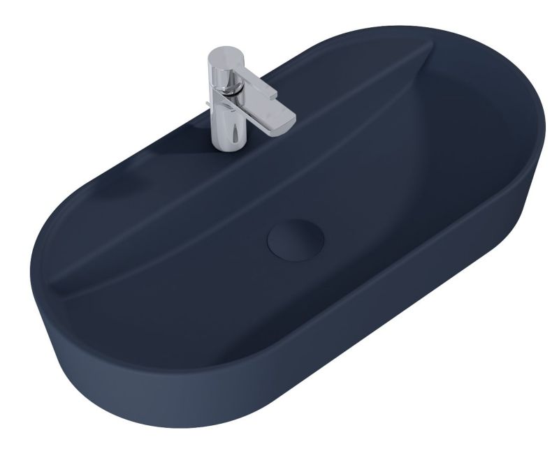 Umywalka nablatowa Elita Babette navy blue mat, owalna, 81.5x41.5 cm, ceramika, 1 szt.