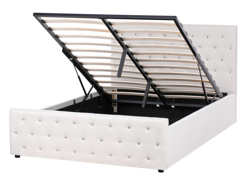 Łóżko z pojemnikiem Amiens 140 x 200 cm Beżowy 1 szt.