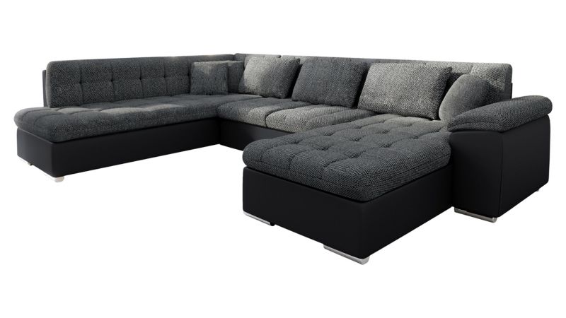 Narożnik z funkcją spania MIRJAN 24 Niko Bis prawy czarna ekoskóra + czarna plecionka 1 szt.