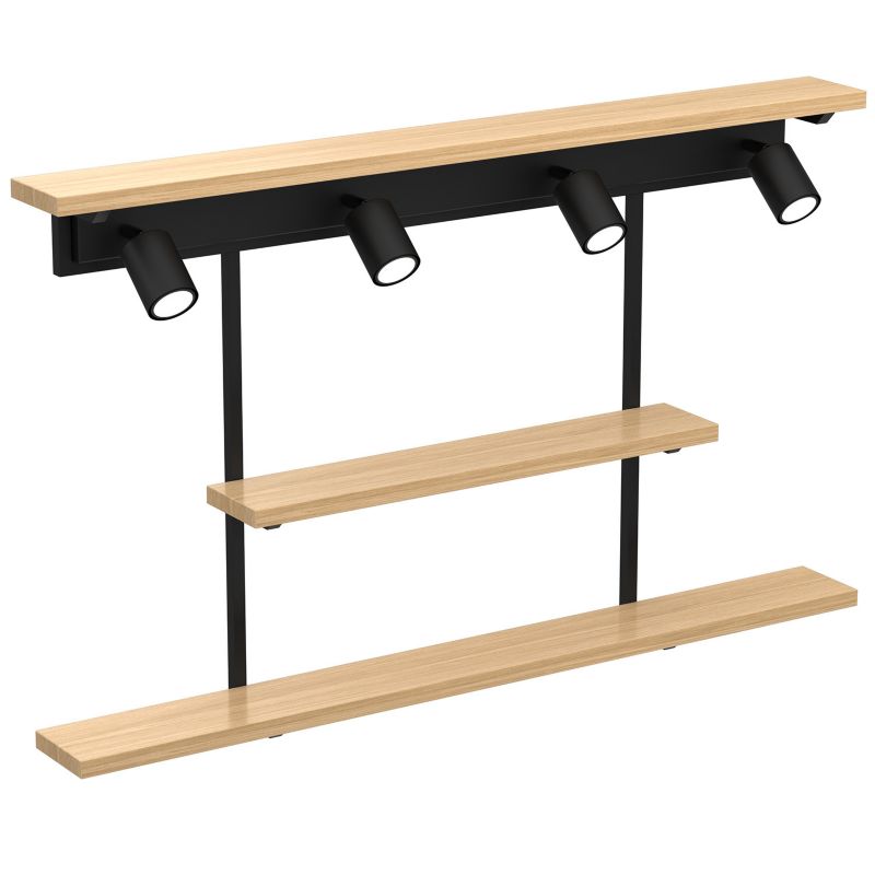 Kinkiet ścienny Luminex Shelf jasne drewno-czarny mat 4 x GU10 x 8W IP20 wym: 60 x 102 x 12 cm - 1 szt.