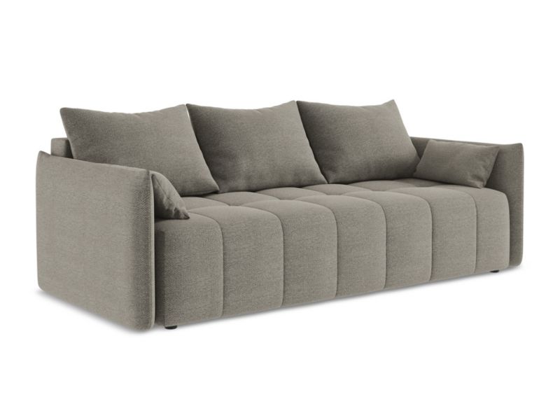 Kanapa 3-osobowa z funkcją spania LaMiaSofa BOLSENA z tkaniny bouclé 225x105 cm szary 1 szt.