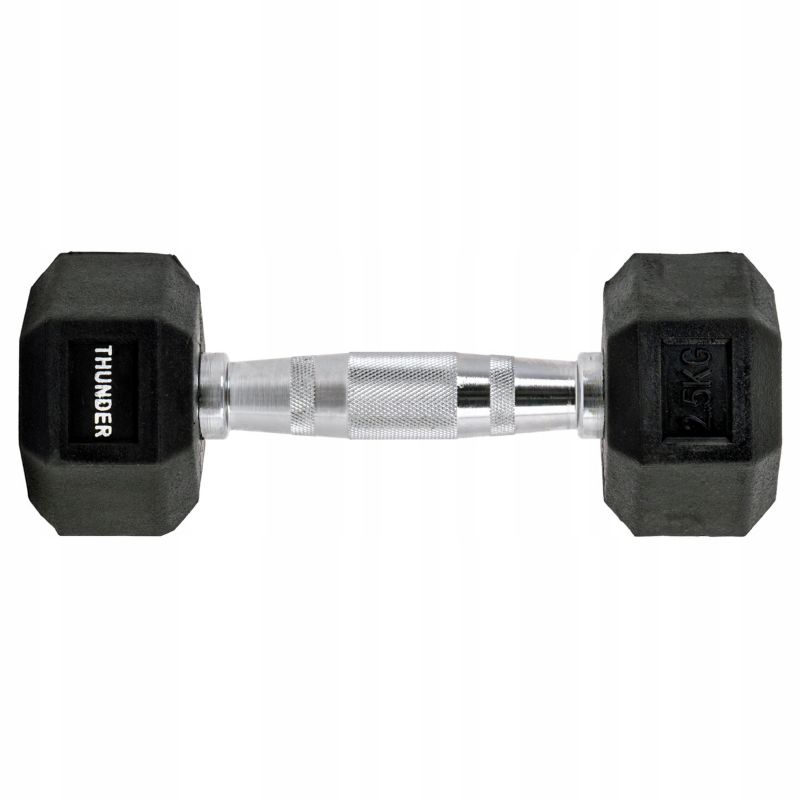 Hantla hexagonalna 2,5 kg THUNDER HEXAGONAL-DUMBBELLS-2,5KG gumowana stalowa profesjonalna 1szt.