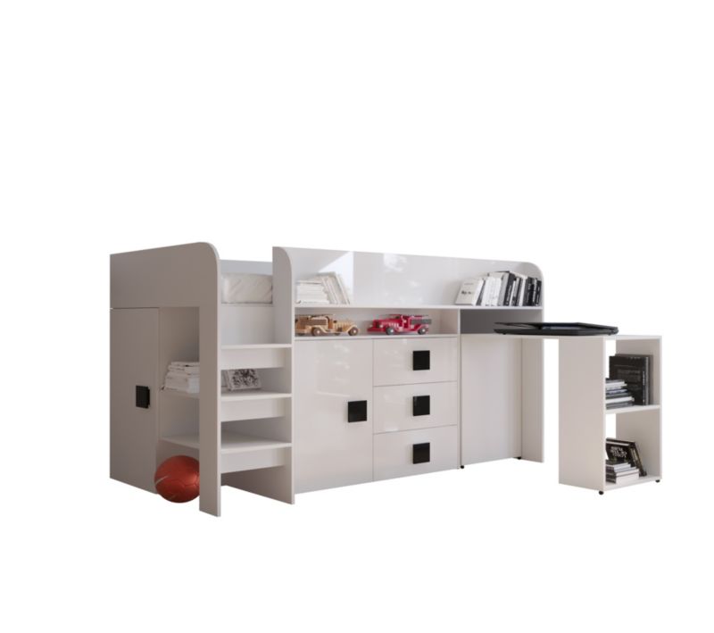 Łóżko piętrowe Antresola Abiks TOLEDO 1 biały + biały + czarny 1 szt.