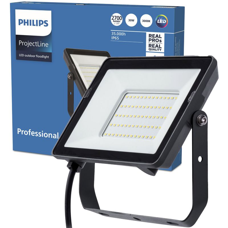Naświetlacz LED Philips Lampa Reflektor 30W 2700lm 3000K IP65 Czarny 1 szt.
