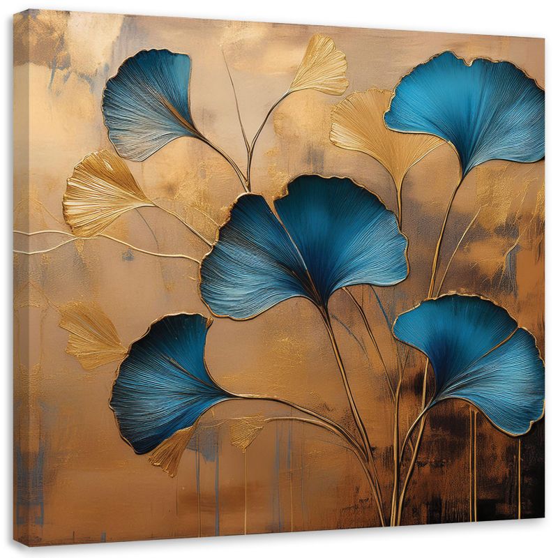 Obraz na płótnie Feeby Kwiaty Ginko Botanika Art Deco 50x50cm 1szt