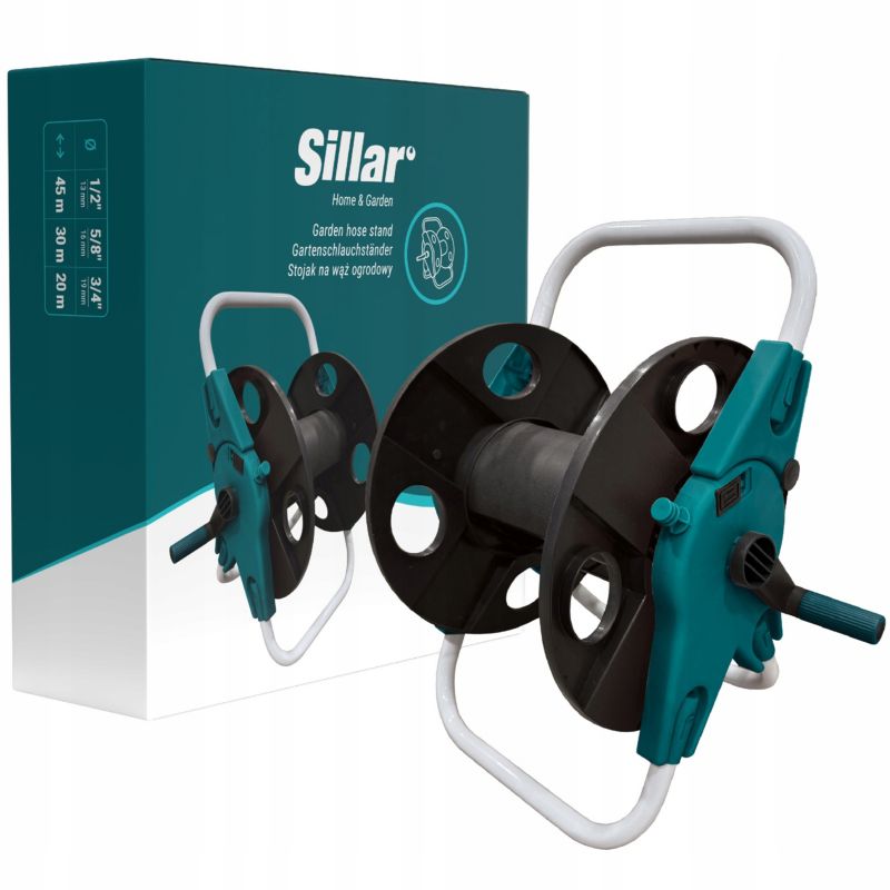 Stojak na wąż ogrodowy, Sillar, bęben, wózek, 20m 30m 45m, metalowy, 1szt